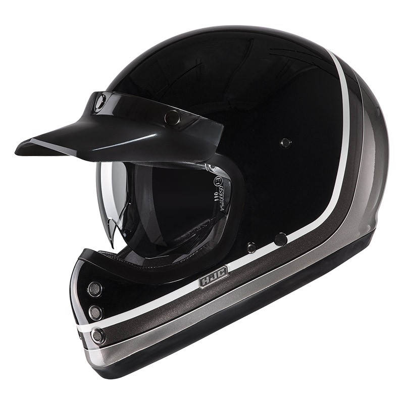 Casco integrale CROSS fibra vintage Hjc V60 SCOBY MC5 NERO BLACK naked scrambler OFF ROAD fiber Helmet casque