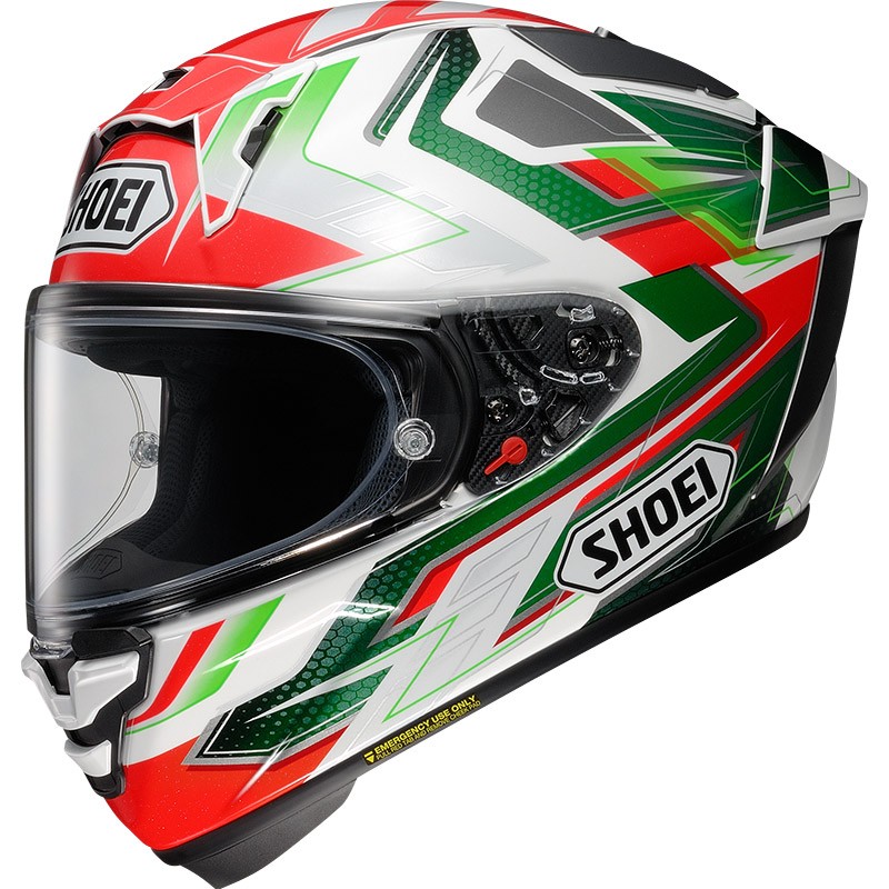 Casco integrale fibra moto SHOEI X-SPR ESCALADE TC-4 BIANCO ROSSO VERDE helmet casque