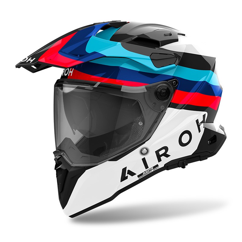 Casco Airoh Commander 2 DOOM BLACK WHITE RED BLU integrale moto on off adventure enduro motard helmet casque