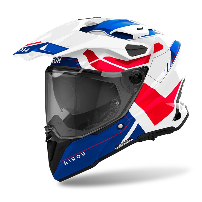 Casco Airoh Commander 2 REVIVAL BIANCO ROSSO BLU RED WHITE integrale moto on off adventure enduro motard helmet casque