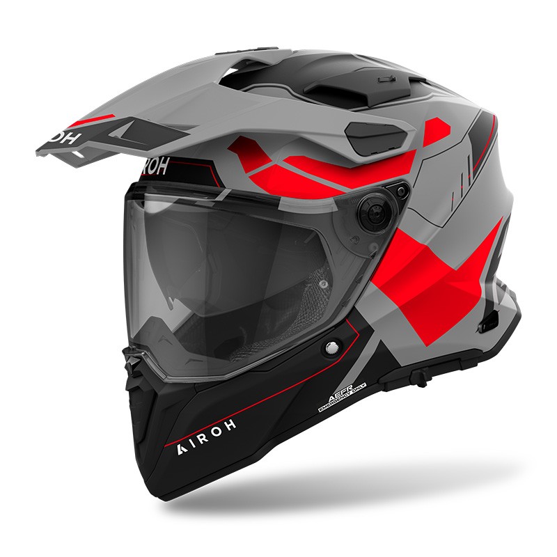 Casco Airoh Commander 2 REVEAL GRIGIO ROSSO GREY RED integrale moto on off adventure enduro motard helmet casque