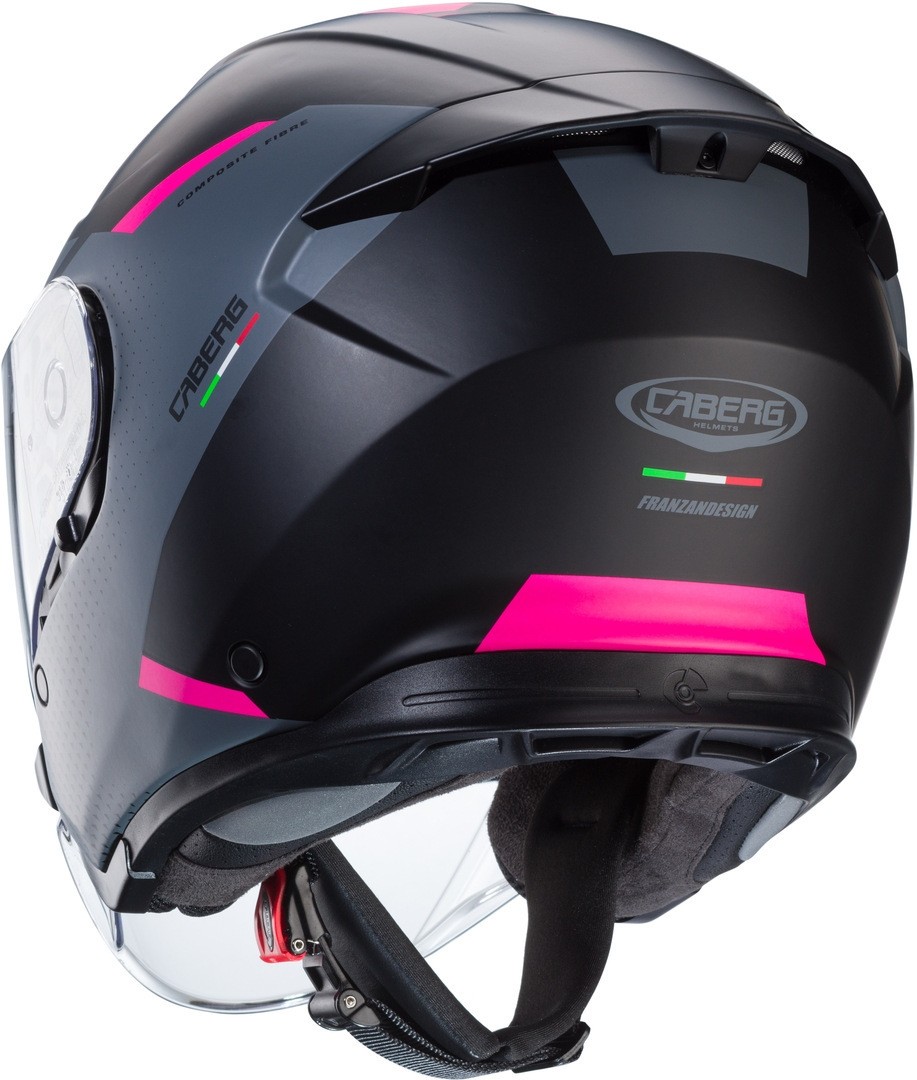 Casco jet Moto Caberg Flyon II Boss matt black grey fucsia helmet