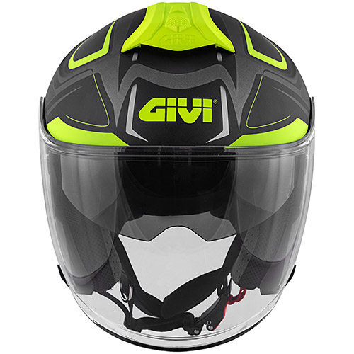 Casco jet Givi HX22 Hyper matt black GREY YELLOW helmet casque - immagine 4
