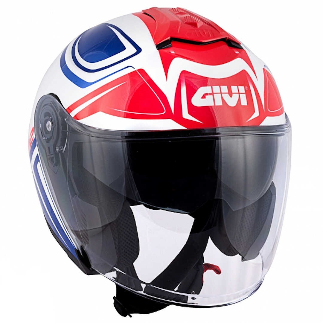 Casco jet Givi HX22 hyper white blue red helmet casque