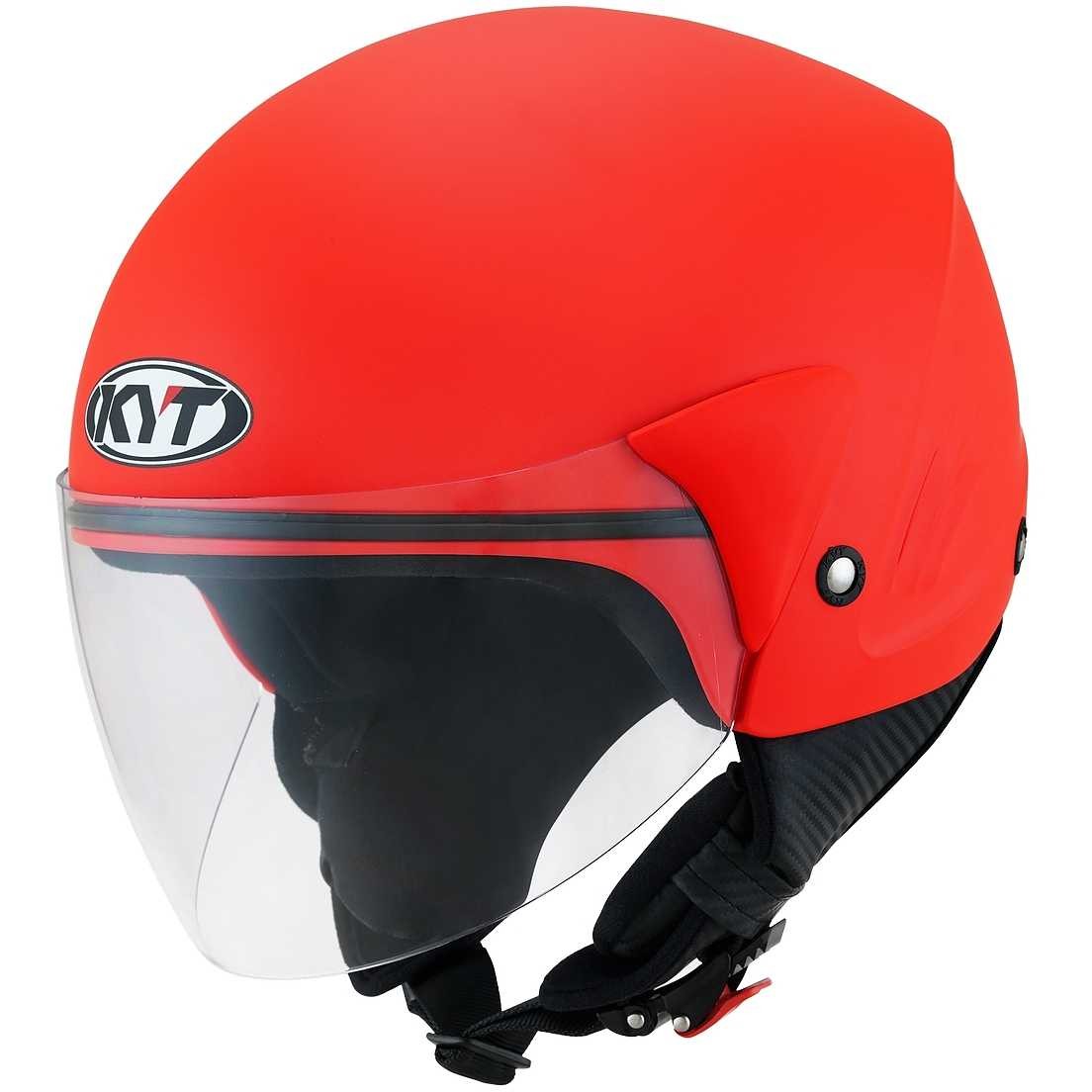Casco jet KYT Cougar plain red fluo helmet casque