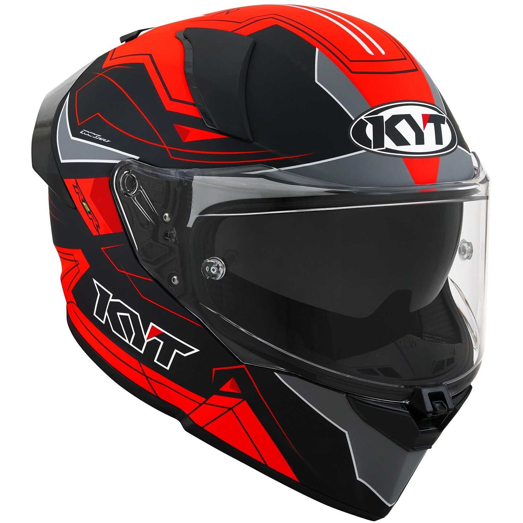 Casco integrale KYT R2R Led Matt Black Red helmet Casque