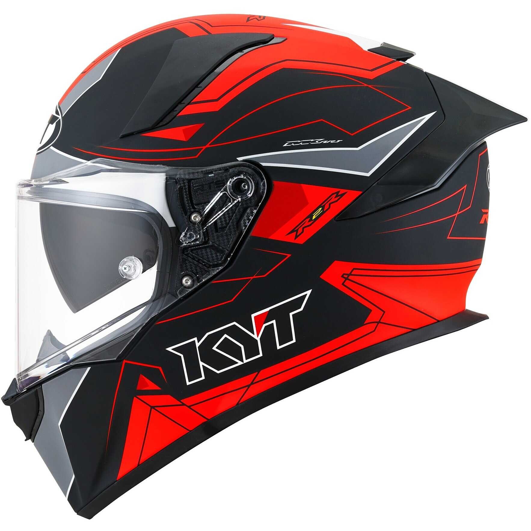 Casco integrale KYT R2R Led Matt Black Red helmet Casque