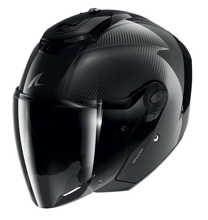 Casco jet carbonio Shark RS Jet CARBON SKIN nero black glossy DKD helmet casque