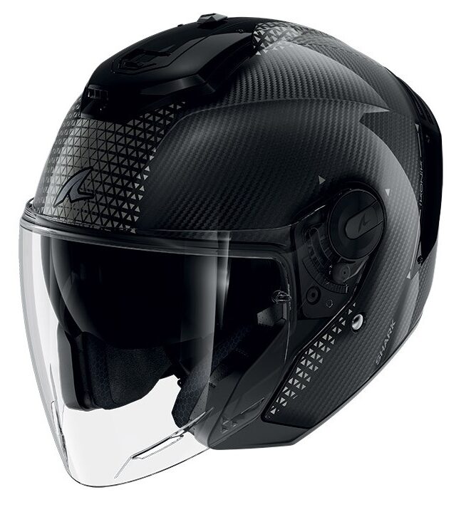 Casco jet Shark RS Jet IKONIK Carbon nero DKU helmet casque