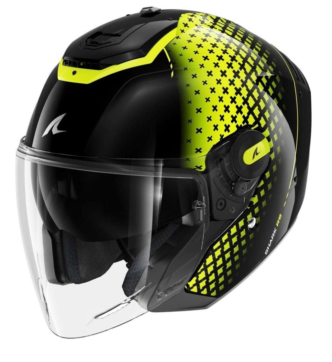 Casco jet Shark RS Jet Stride nero Giallo yellow KYS helmet casque