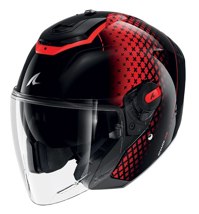 Casco jet Shark RS Jet Stride Nero Rosso Red KRA helmet casque