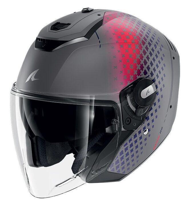 Casco jet Shark RS Jet Stride mat Grigio Viola Blu SVB helmet casque