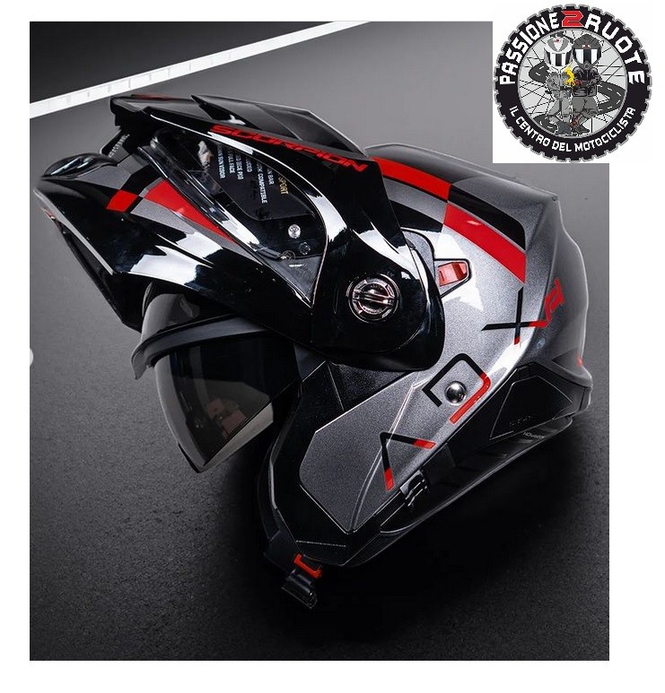 Casco Scorpion ADX-2 Galane Black Silver Red helmet casque