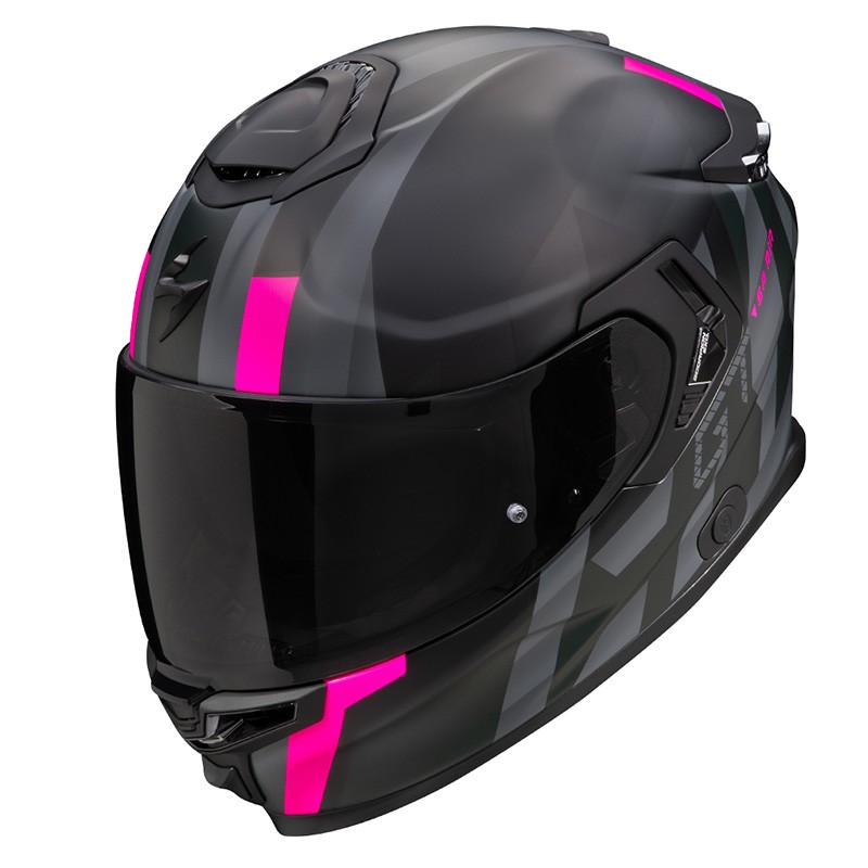 Casco integrale Scorpion Exo-GT Sp Air Touradven nero opaco rosa helmet casque