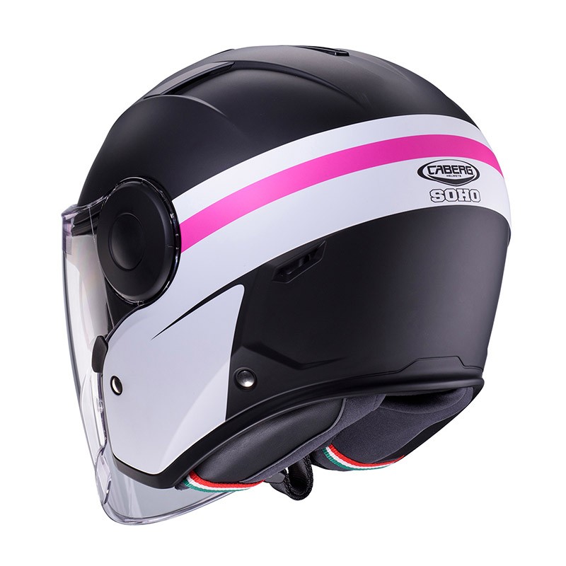 Casco donna Caberg Soho Zephyr NERO BIANCO ROSA BLACK WHITE PINK LADY WOMAN HELMET