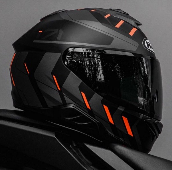 Casco integrale moto Hjc I71 SIMO nero arancione black orange MC6HSF helmet casque