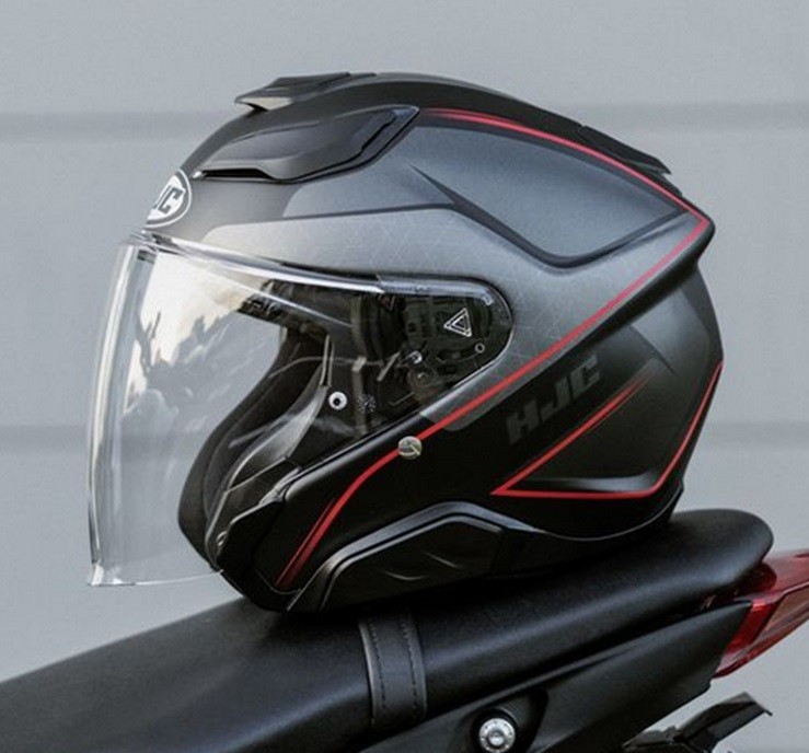 Casco jet fibra Hjc F31 LUDI NERO OPACO ROSSO BLACK MATT RED MC1SF fiber Helmet casque