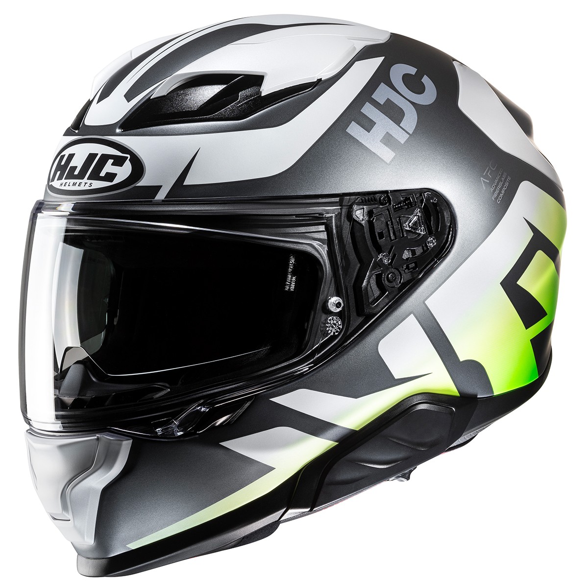 Casco integrale FIBRA moto Hjc F71 BARD BIANCO NERO GIALLO MC4 WHITE BLACK YELLOW FIBER helmet casque