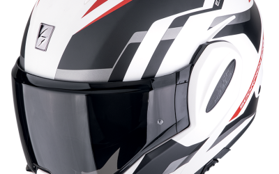 Casco modulare Scorpion EXO-TECH EVO FURIO MATT WHITE RED helmet