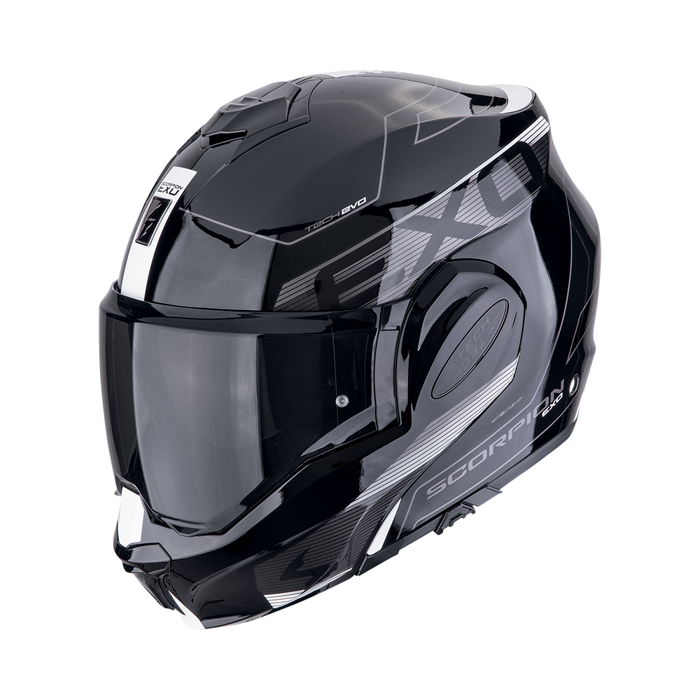 Casco modulare Scorpion EXO-TECH EVO TRAVELLER BLACK WHITE helmet