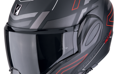 Casco modulare Scorpion EXO-TECH EVO CONQUER MATT BLACK RED helmet