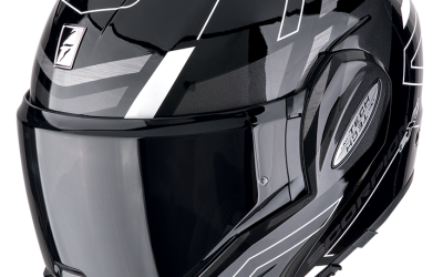 Casco modulare Scorpion EXO-TECH EVO CONQUER BLACK WHITE helmet