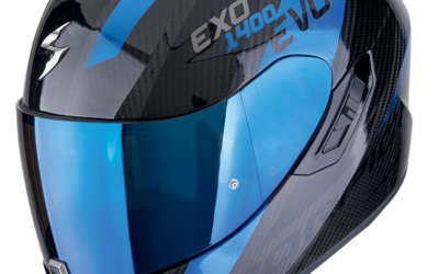 Casco integrale Scorpion exo 1400 EVO 2 Carbon PLATTED BLU helmet casqu