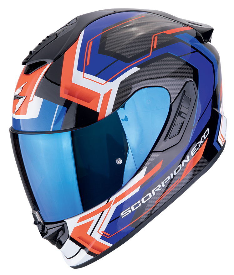 Casco integrale Scorpion exo 1400 EVO 2 LINART BLUE RED helmet casque