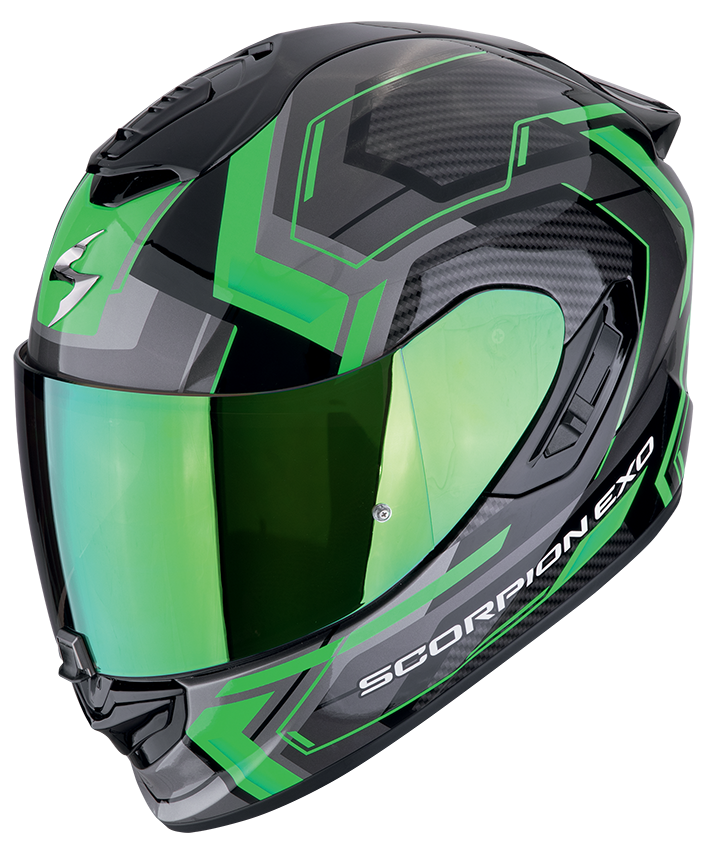 Casco integrale Scorpion exo 1400 EVO 2 LINART BLACK GREEN helmet casque