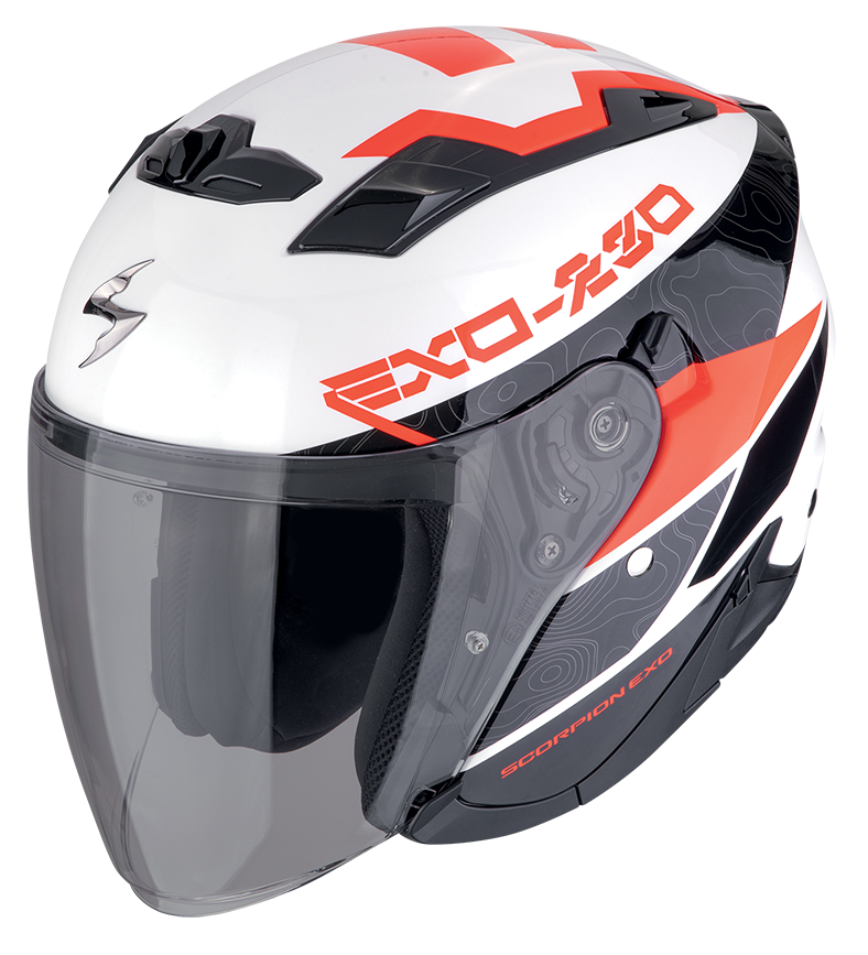 Casco Scorpion Exo 230 BAND MATT WHITE RED NERO BIANCO ROSSO helmet casque
