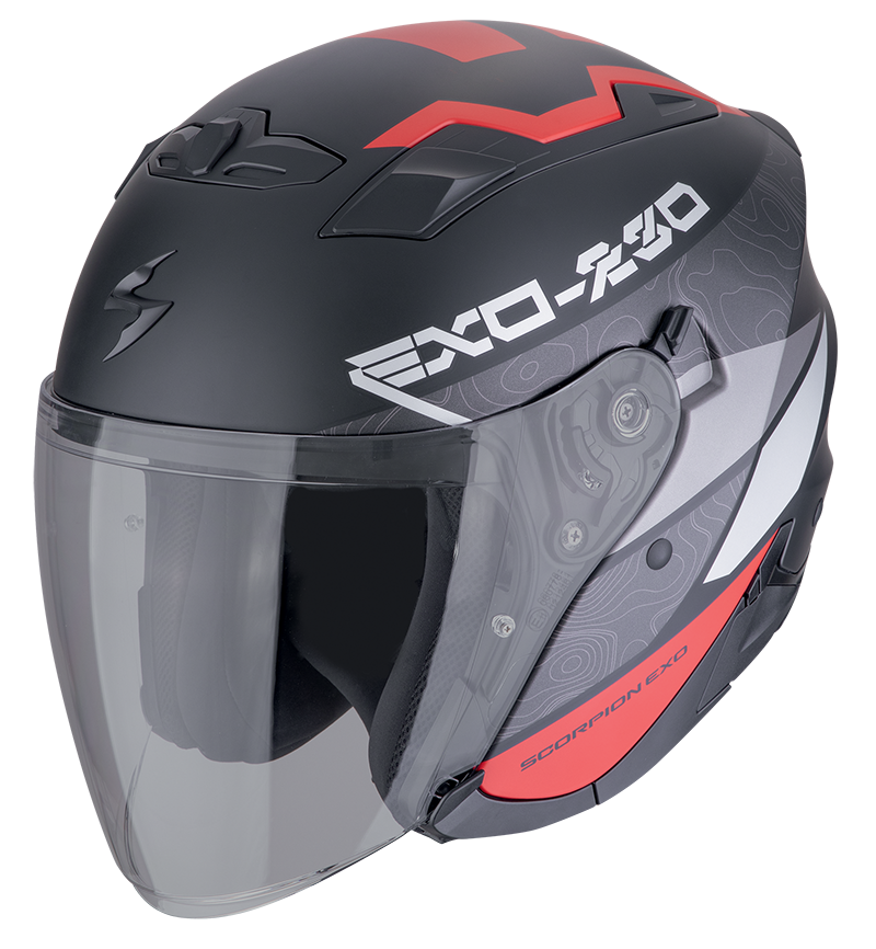 Casco Scorpion Exo 230 BAND MATT BLACK RED NERO ROSSO helmet casque