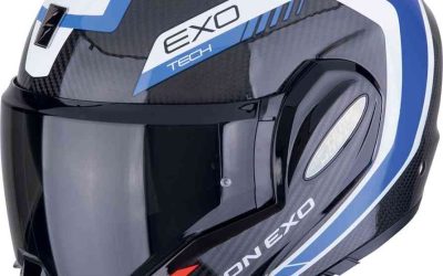 Casco modulare Scorpion EXO-TECH EVO CARBON Cosy White Blue Red HELMET