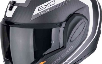 Casco modulare Scorpion EXO-TECH EVO CARBON Cosy Matt Black Orange helmet