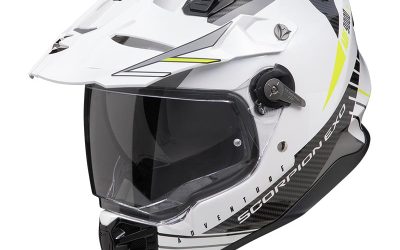 Casco adventure Scorpion ADF-9000 FEAT WHITE BLACK YELLOW helmet casque
