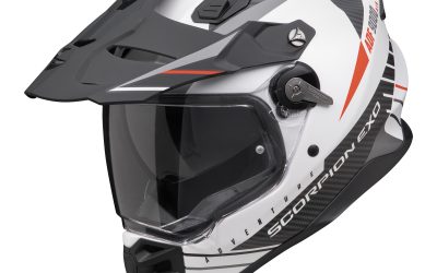 Casco adventure Scorpion ADF-9000 FEAT WHITE BLACK RED helmet casque