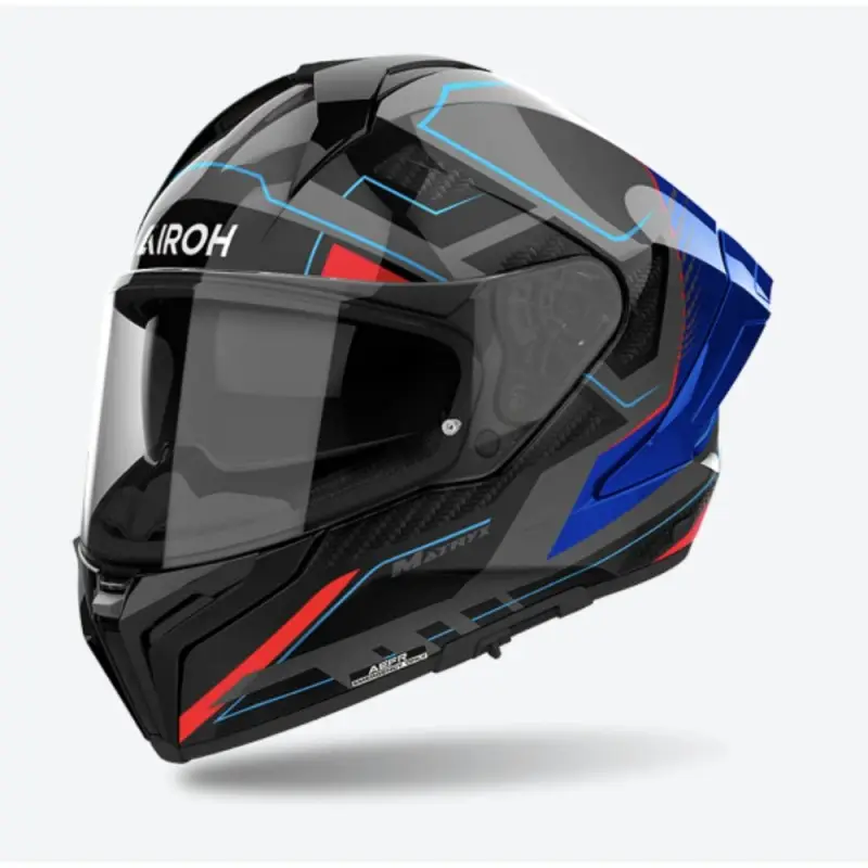 Casco Moto Integrale Airoh MATRYX Rocket Blu Red Gloss helmet casque