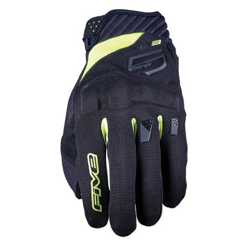 Guanti Moto Five RS3 EVO Black Yellow Fluo Summer Gloves uomo