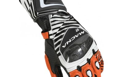 Guanti Pelle Moto Macna GT Black White Orange gloves Pista
