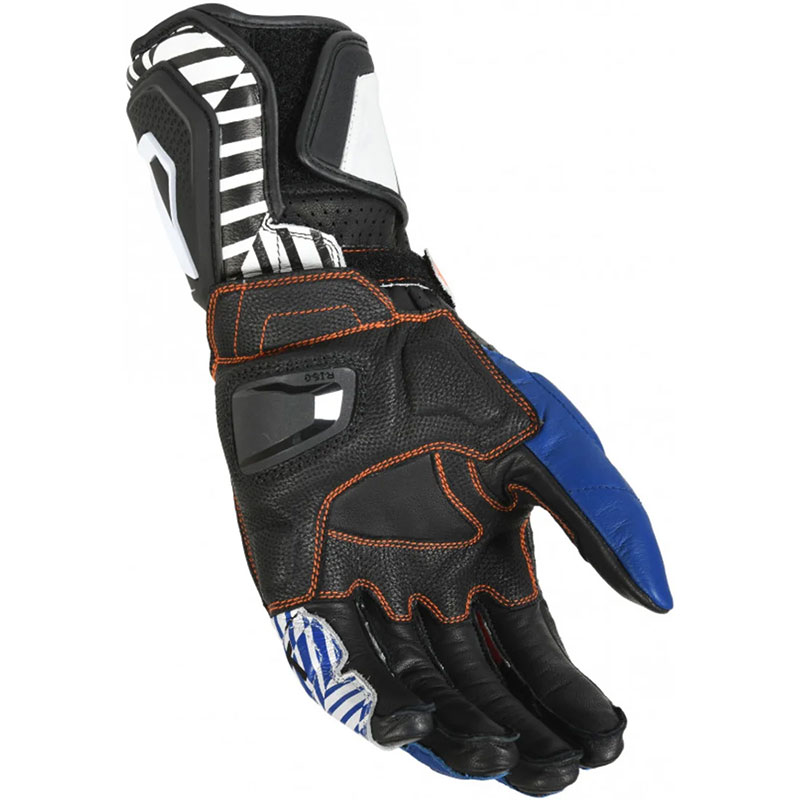 Guanti Pelle Moto Macna GT Black White Blu gloves Pista