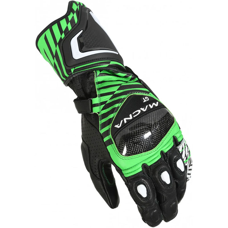 Guanti Pelle Moto Macna GT Black Green gloves Pista