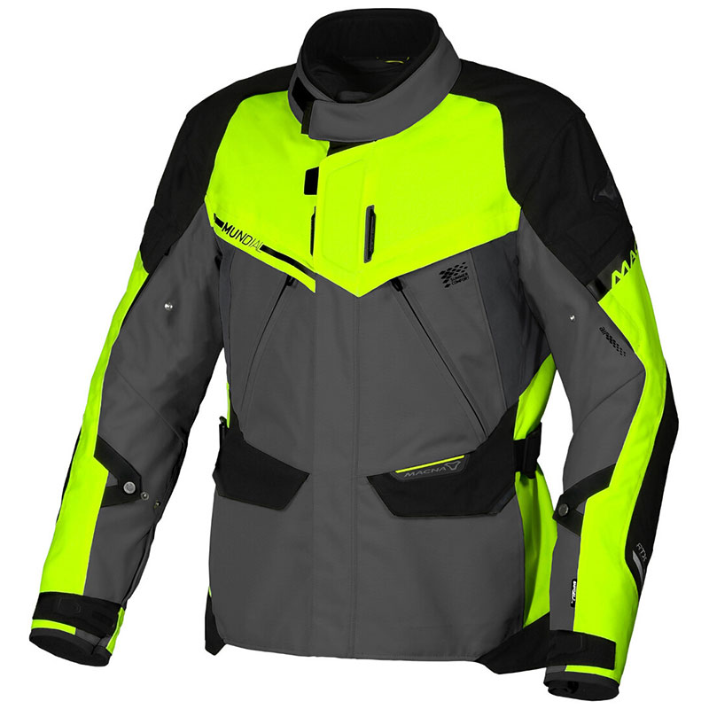 Giacca moto touring Macna Mundial Grey Fluo Yellow