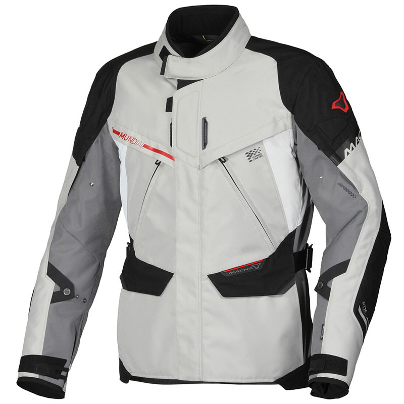 Giacca moto touring Macna Mundial Grey Black Red