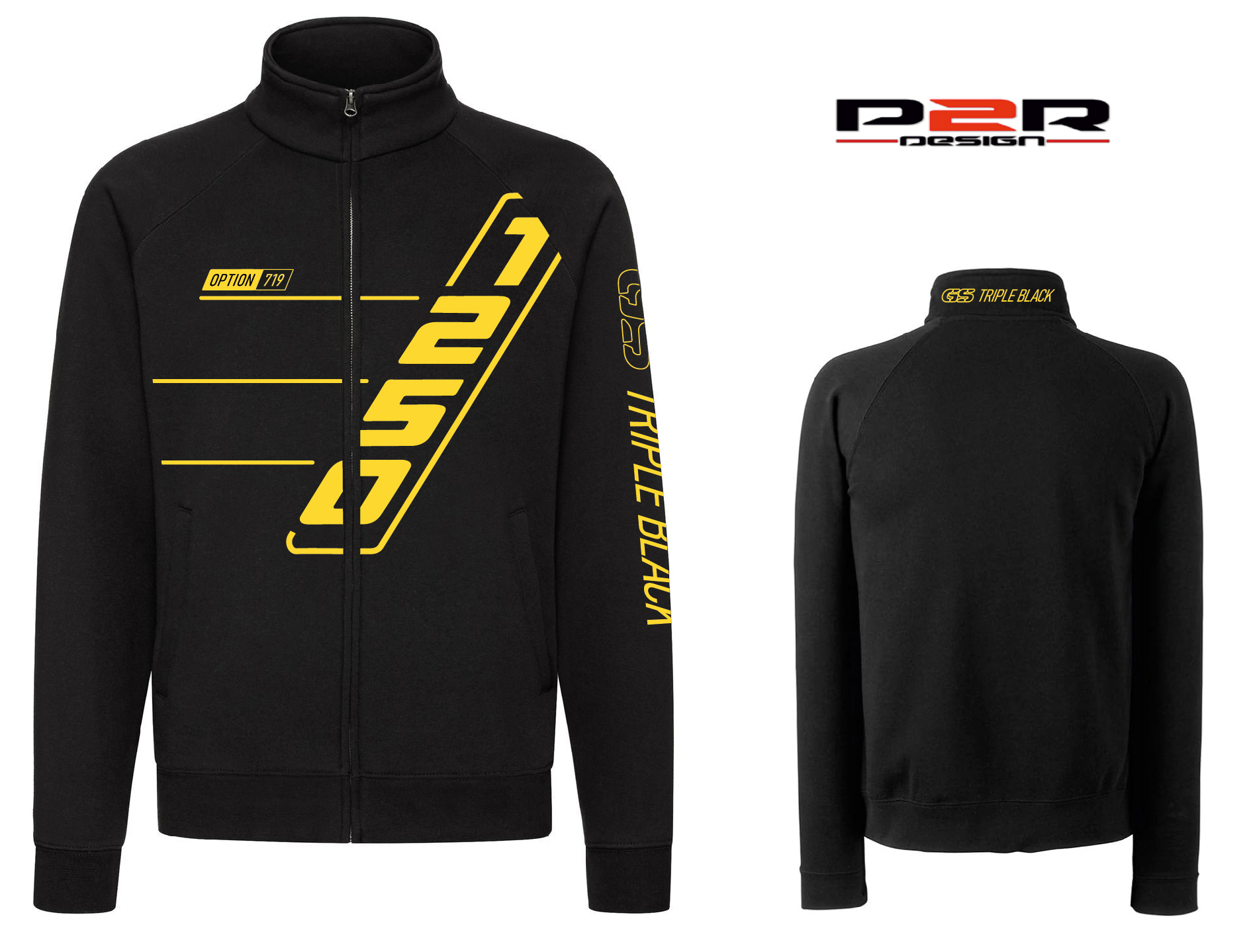 Felpa con zip nera personalizzata BMW R1250 GS Triple Black Sweatshirt