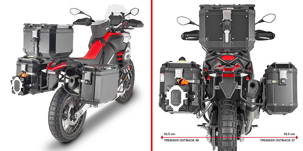 Portavaligie laterale specifico PL ONE-FIT configurato per valigie MONOKEY CAM-SIDE Trekker Outback Tubolare 18 mm di diametro da abbinare allo 10RKIT per trasformazione in portavaligie a rimozione rapida