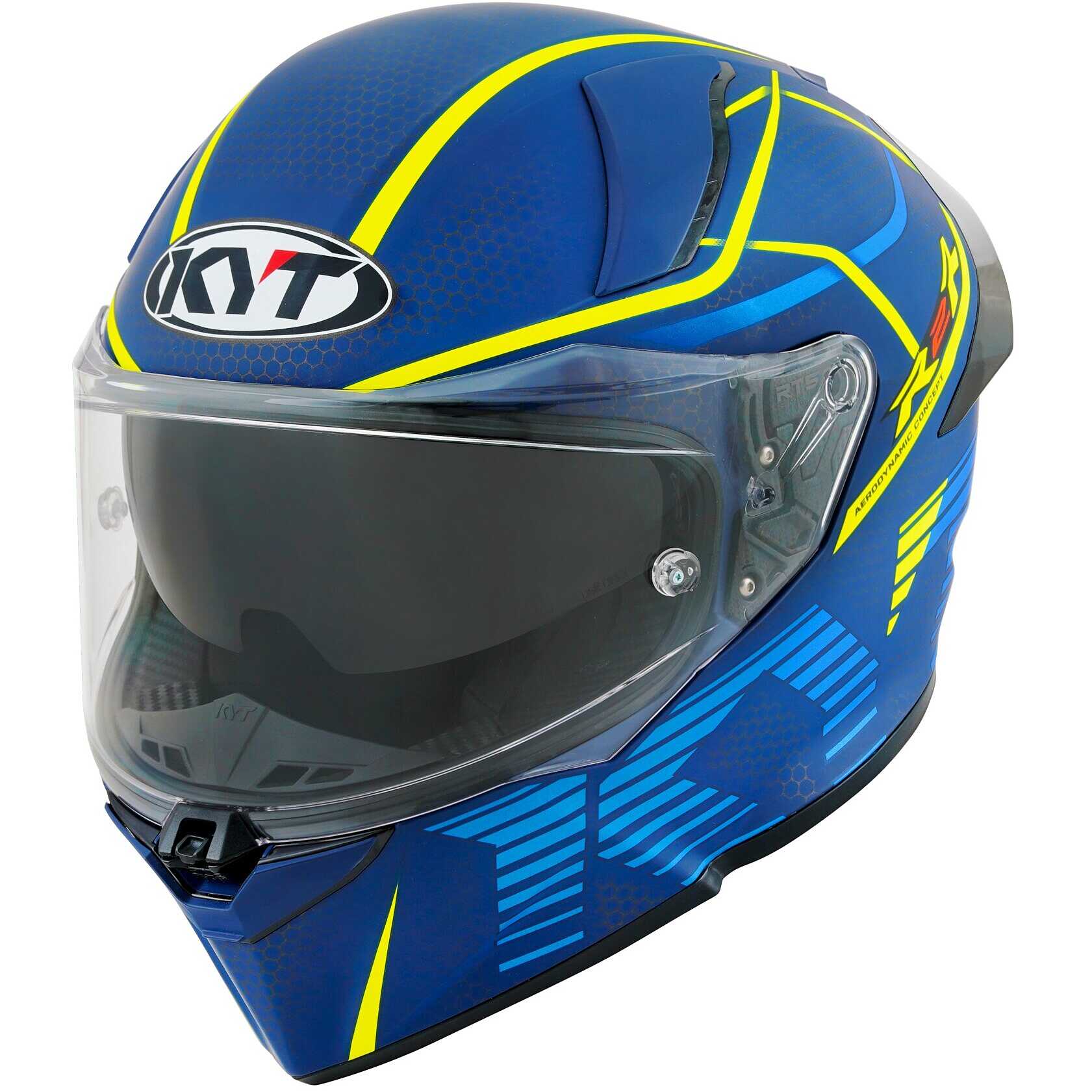 Casco integrale KYT R2R E06 Concept Blu Yellow helmet Casque
