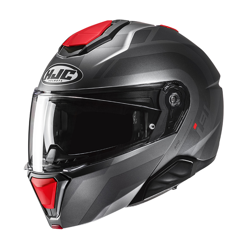 Casco modulare HJC I91 ARVEN MC1SF GREY RED casque