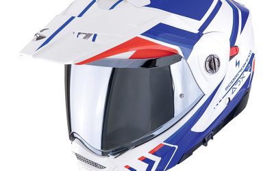 Casco modulare adventure Scorpion ADX-2 LEWIS WHITE RED BLU helmet casque