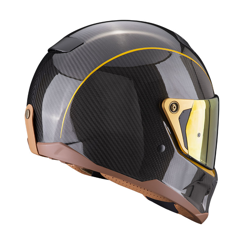 Casco integrale moto fibra Scorpion exo-HX1 Carbon SE nero oro black gold fiber helmet casque