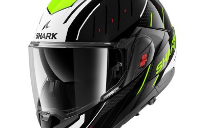 Casco modulare SHARK OXO RYDGER Black White Yellow KWY FLIP-BACK helmet