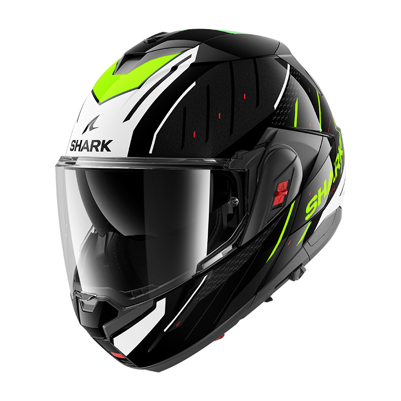 Casco modulare ribaltabile SHARK RYDGER Nero Bianco Giallo Black White Yellow KWY FLIP-BACK helmet